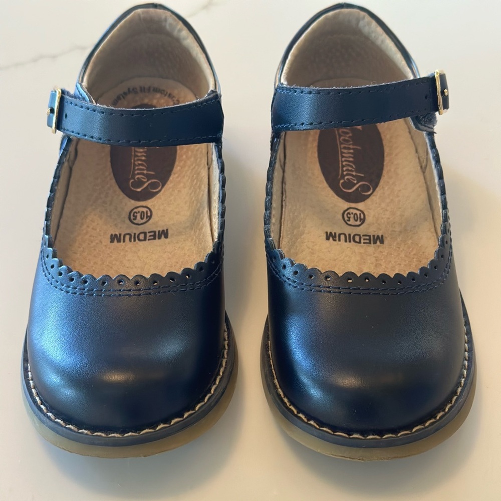Footmates - Girls Allie Mary Jane Flat Shoes - Navy - Size 10.5